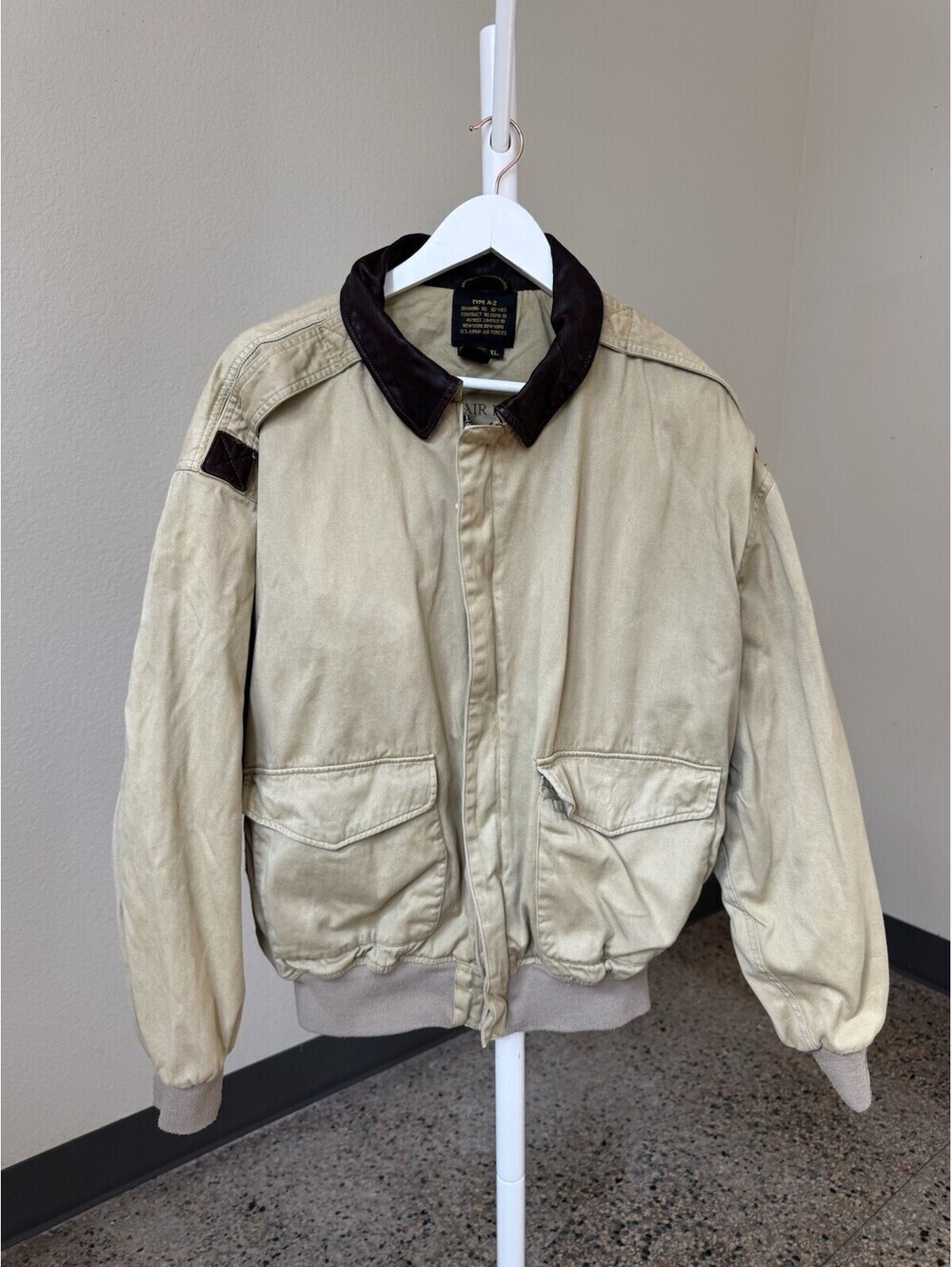 Vintage Avirex A-2 Flight Jacket Bomber Cotton Leather Aviation Men’s XL